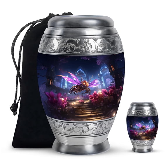 Hornets Bee Mini Urn, Keepsake Urns for Humans Ash Adult Men & Women, Cremation Urn for Human Ashes, Small Urns for Husband & Wife, Memorial Gifts, 10" Large & 3" Tiny, Blue