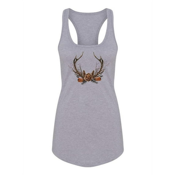 Horns With Branch Racerback Tank Women -Image by Shutterstock, Female Large
