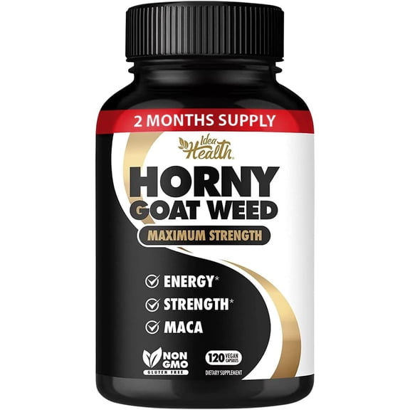 Horny Goat Weed 1275 mg Max Strength - 60 Days Supply | Energy & Performance Complex for Men and Women w/ Maca - 120 Vegan Capsules