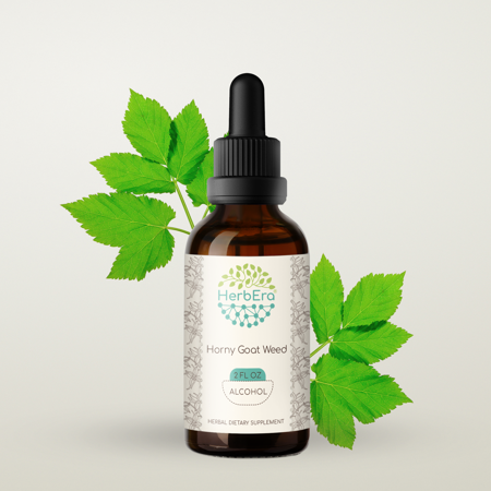 Horny Goat Weed Alcohol Herbal Extract Tincture, Super-Concentrated Organic Horny Goat Weed (Epimedium Grandiflorum, Barrenwort) Dried Leaf 2 oz