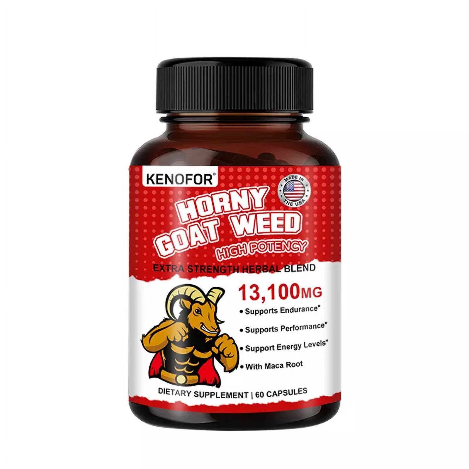 Integratore Horny Goat Weed Con Maca, Saw Palmetto, Ginseng E L-Arginina - Capsule Vegane Bcuelov