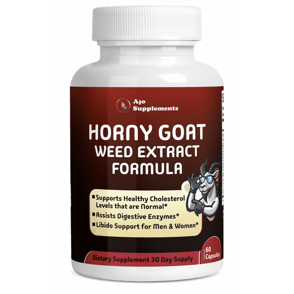 AJO SUPPLEMENTS Horny Goat Weed Extract Complex  Energy Vitality & Stamina Support for Men & Women  Maca Root Longjack L-Arginine Saw Palmetto 60 Capsules