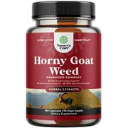 Horny Goat Weed for Male Enhancement - Extra Strength Horny Goat Weed for Men 1590mg per serving Complex with Tongkat Ali Saw Palmetto Extract Panax Ginseng and Black Maca Root for Stamina & Energy