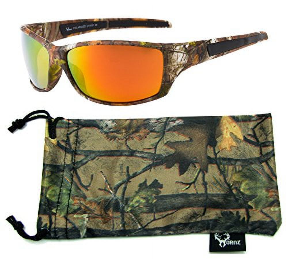 Hornz Brown Forest Camouflage Polarized Sunglasses for Men Full Frame & Free Matching Microfiber Pouch - Brown Camo Frame - Orange Lens - image 1 of 6