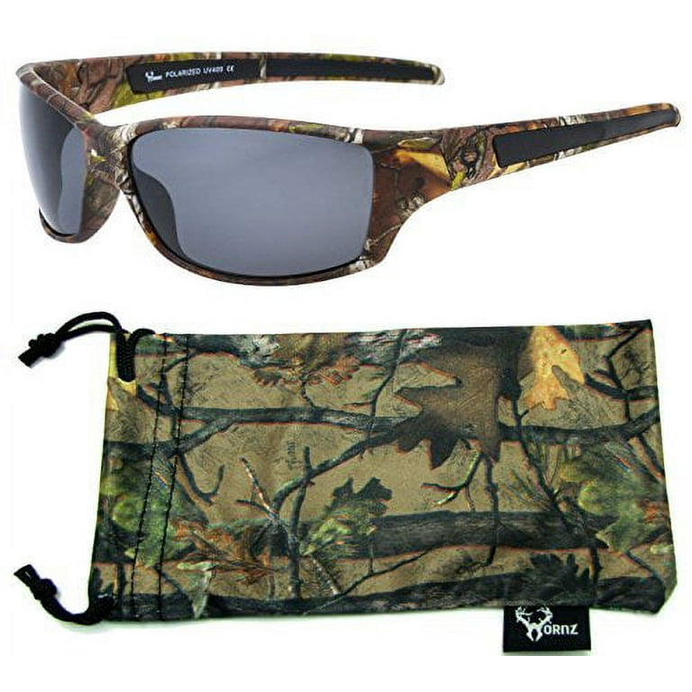 Hornz Brown Forest Camouflage Polarized Sunglasses for Men Full Frame &  Free Matching Microfiber Pouch - Brown Camo Frame - Smoke Lens