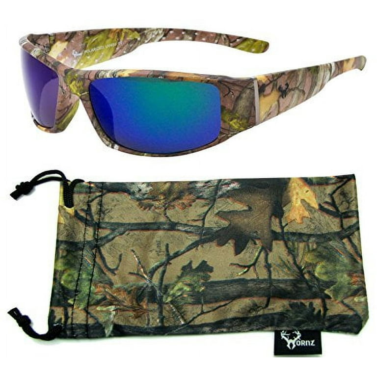 Hornz Brown Forest Camouflage Polarized Sunglasses for Men Full Frame Wide  Arms & Free Matching Microfiber Pouch - Brown Camo Frame - Blue Lens