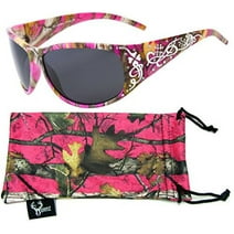 Hornz Hot Pink-Purple Camouflage Polarized Sunglasses Country Girl Style Camo & Free Matching Microfiber Pouch - Hot Pink-Purple Camo Frame - Smoke Lens