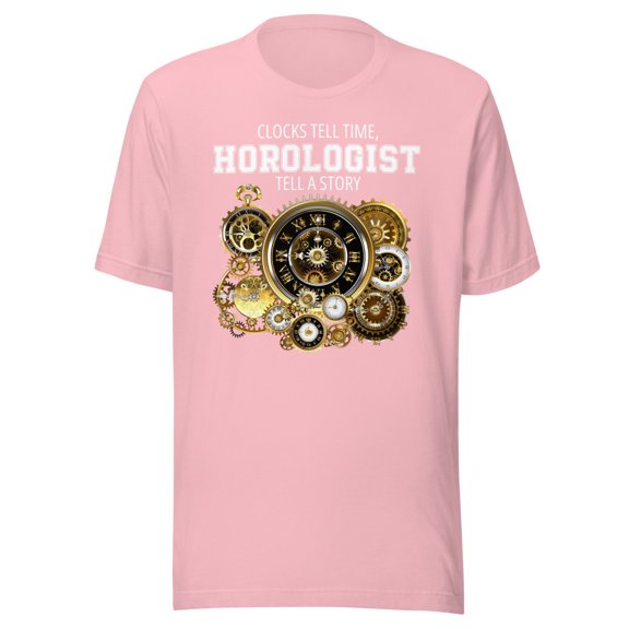 Horologist Shirt, Unisex, Horology Shirt, Clockmaker, Watch, Watchmaker, Timekeeper, Watch Collector Shirt, Clock Lover Shirt (Pink, L)