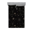 thumbnail image 1 of Horoscope Fitted Sheet & Pillow Sham Set, Esoterism Inspired Sun and Moon Drawing With Zodiac Sign Pattern, Decorative Printed 3 Piece Bedding Decor, Queen, Charcoal Grey and Eggshell, by Ambesonne, 1 of 2