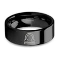 thumbnail image 1 of Horoscope Libra Scales Sign Laser Engraved Black Tungsten Ring, 8mm, Size 13.5, 1 of 2