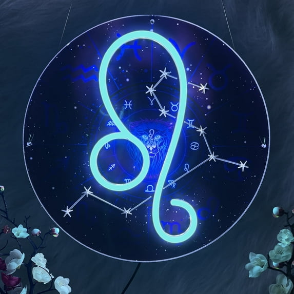 Horoscope Neon Sign, Leo LED Neon Signs For Wall Decor, Astrology Zodiac Horoscope Neon Lights, Halloween/Thanksgiving/Christmas/Birthday Gift, Home Room Decor