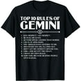 thumbnail image 1 of Horoscope Symbols Astrology Sign Top 10 Rules Of Gemini T-Shirt, 1 of 3