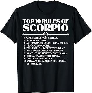 Horoscope Symbols Astrology Sign Top 10 Rules Of Scorpio T-Shirt ...