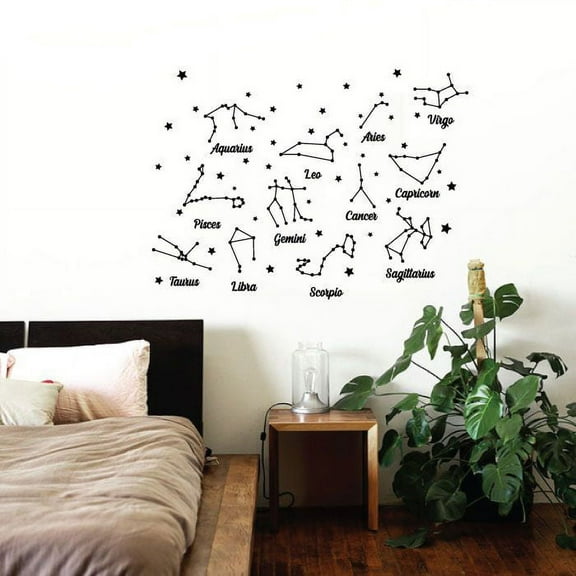 Horoscopes Astrological Chart Zodiac Signs Star Constellations Different Signs Logos Vinyl Wall Art Wall Sticker Wall Decal For Home Room Wall Office Living Room Wall Decoration Decal Size(10x10 inch)