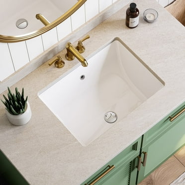 Horow HWTP-S5138D White Ceramic Undermount Bathroom Sink, 20'' x 15''