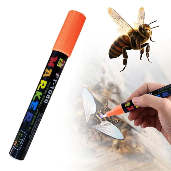 Horplkj 13.5cm Queen Bee Marker Pen, Quick-Dry Non-Toxic Queen Marking Tool with Fluorescent Colors for Beekeeping, Orange