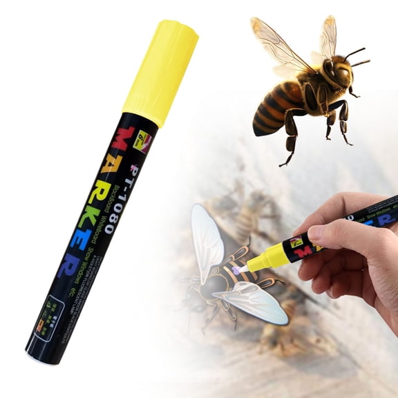 Horplkj 13.5cm Queen Bee Marker Pen, Quick-Dry Non-Toxic Queen Marking Tool with Fluorescent Colors for Beekeeping, Yellow