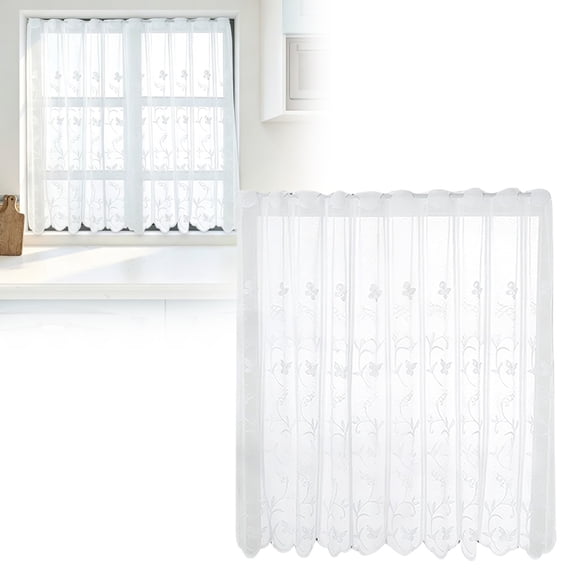 Horplkj 29X24 Inch White Short Curtains, Light Filtering Voile Drapes for Small Kitchen, Bathroom, room (1 Panel)