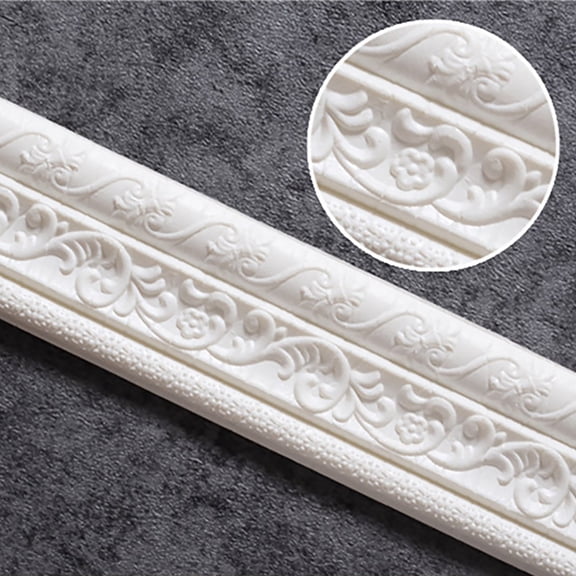 Horplkj 3D Self-Adhesive Wall Trim, Peel & Stick Foam Molding for Baseboard, Kitchen & Bathroom Decor White 230*8cm