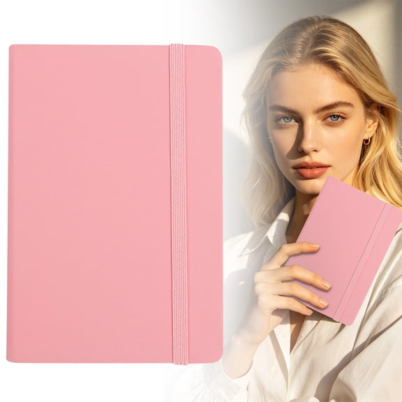 Horplkj A6 Hardcover Notebook with Pen Loop, Small Pocket Journal College Ruled, 160 Pages Cute Petite Memo Notepad for Purse Travel Daily Use,(Pink)