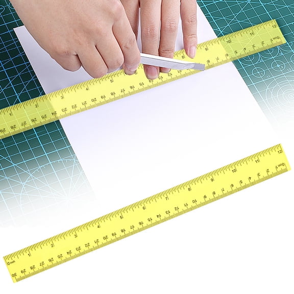 Horplkj Centimeter Inch Scale Ruler, Dual Scale Plastic 30cm Ruler, Clear Straight Edge Measuring Tool for Office Home Drafting