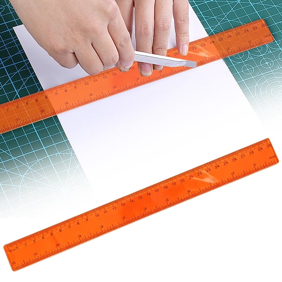 Horplkj Centimeter Inch Scale Ruler, Dual Scale Plastic 30cm Ruler, Clear Straight Edge Measuring Tool for Office Home Drafting