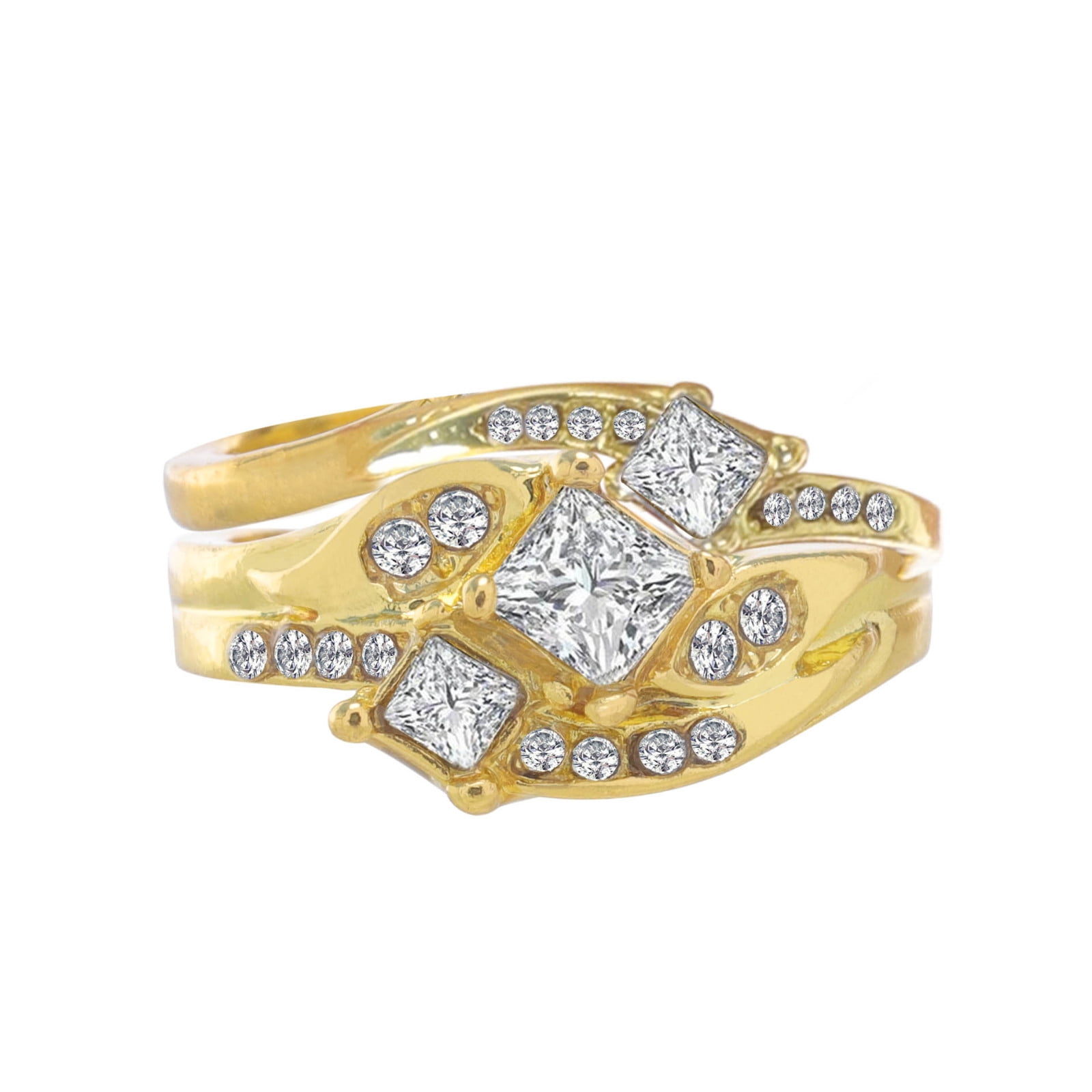 Horplkj Clearance Diamond Set Women's Wedding Engagement Ring Gold Rose ...