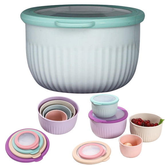 Horplkj Cook with Color Mixing Bowls, 4-Piece Nesting Food Storage Containers, Colorful Kitchen Prep Bowls with Airtight Lids Mint Green