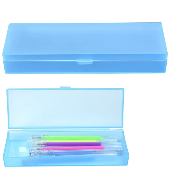 Horplkj Plastic Pencil Box, Clear Hinged Lid Storage Case with Snap Closure, Frosted Transparent Organizer for Pens and Office Home