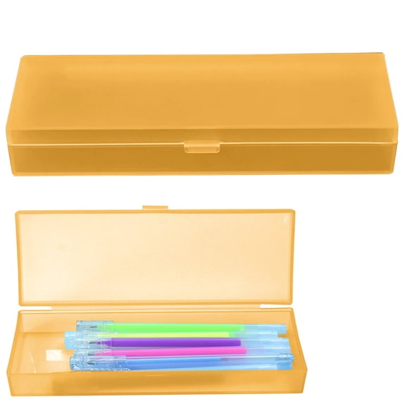 Horplkj Plastic Pencil Box, Clear Hinged Lid Storage Case with Snap Closure, Frosted Transparent Organizer for Pens and Office Home
