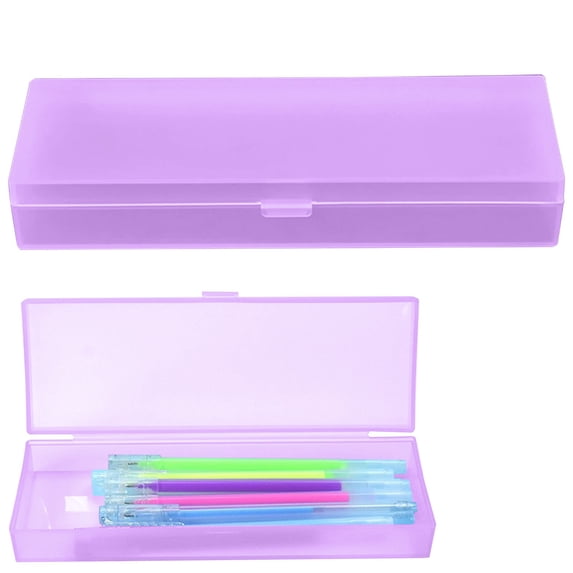 Horplkj Plastic Pencil Box, Clear Hinged Lid Storage Case with Snap Closure, Frosted Transparent Organizer for Pens and Office Home