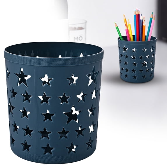 Horplkj Star Shape Pen Holder, Modern Plastic Desk Storage Organizer Compact for Office Sch, Blue