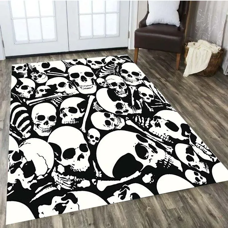 Horrible Skull Gothic Style Square Carpet Home rations Mat for Living