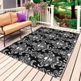 thumbnail image 1 of Horrible Skull Outdoor Rug for Patio/Deck/Porch, Non-Slip Large Area Rug 6 x 9 Ft, Halloween Black Flowers Skeleton Indoor Outdoor Rugs Washable Area Rugs, Reversible Camping Rug Carpet Runner, 1 of 8