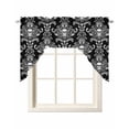 thumbnail image 1 of Horrible Skull Swag Valances for Windows, Small Curtains Drapes, Halloween Black Flowers Skeleton Kitchen Window Curtains Over Sink Rod Pocket Window Treatment Valance for Bedroom/Bathroom 56"x36", 1 of 5