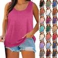 thumbnail image 1 of Horrkom Plus Size Tank Tops for Women Solid Color Crew Neck Sleeveless Tops Summer Vacation Loose Casual Tops XXXL, 1 of 9