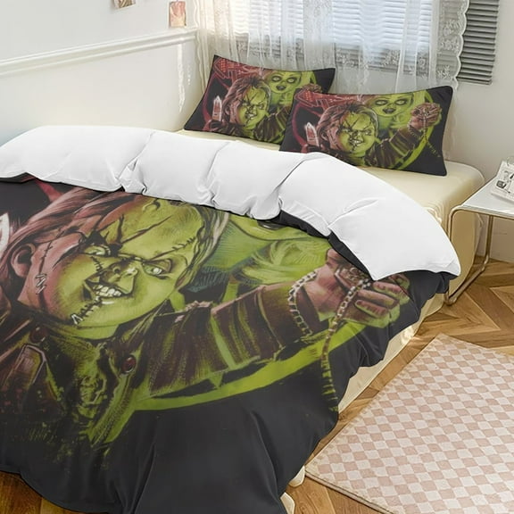 Horror 3-Piece Horror Movie Bedding Set Duvet Cover Set Lightweight Soft Quilt Cover Decor Bedding for Teens Adult Boys Girls