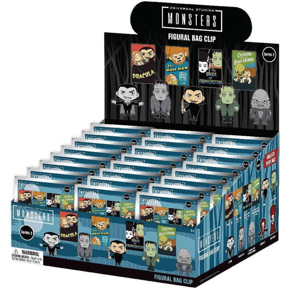 Horror 3D Figural Foam Bag Clip Universal Monsters Series 2 Mystery Box (24 Packs)