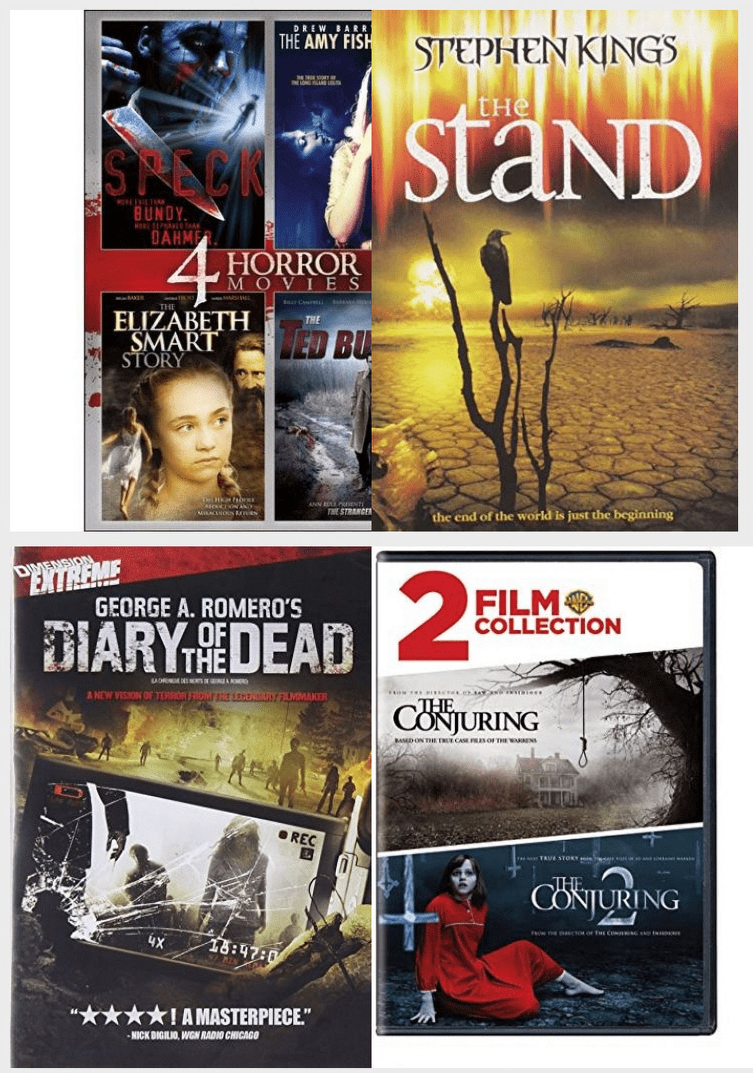 Horror 4 Pack DVD Bundle 4 Movie Horror Pack Stephen King s The Stand Diary of the Dead 2 Movies The Conjuring The Conjuring 2