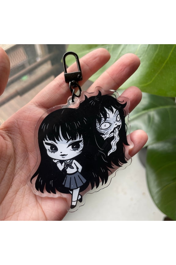 Horror Anime Girl Acrylic Charm Keychain horror manga demon goth emo scary halloween
