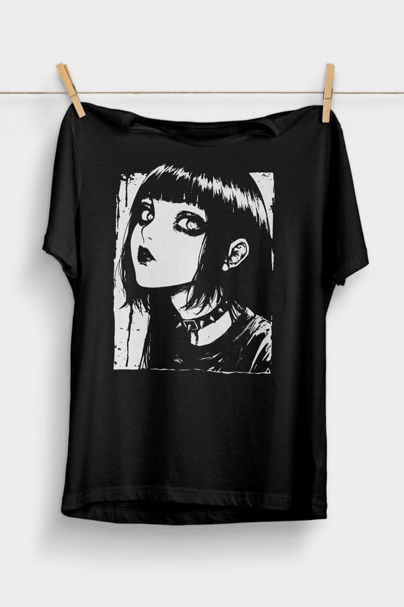 Horror Anime Goth Girl T-Shirt | Pastel Goth | Anime Aesthetic | Alt Anime Clothes | Japanese Harajuku Fashion