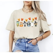 BOPOWOMEN Horror Baloon Halloween Bluey T-Shirt, Bluey Theme Halloween Party Shirt, Bluey Cartoon Shirt, Spook, Unisex Tshirt Size S New|Funny Birthday Cotton Tee Vintage Gift For Men Women