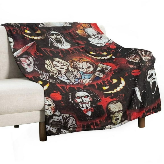 Horror Blanket Movie Flannel Throw Blankets Soft Pile Cozy Plush Throw Blanket for All Seasons, 3D Printed Warm Blanket for Sofa Beds Home Decor