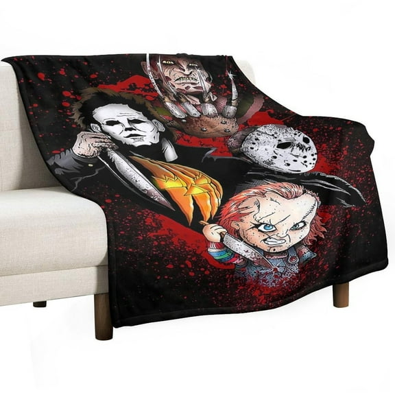 Horror Blanket Movie Flannel Throw Blankets Soft Pile Cozy Plush Throw Blanket for All Seasons, 3D Printed Warm Blanket for Sofa Beds Home Decor