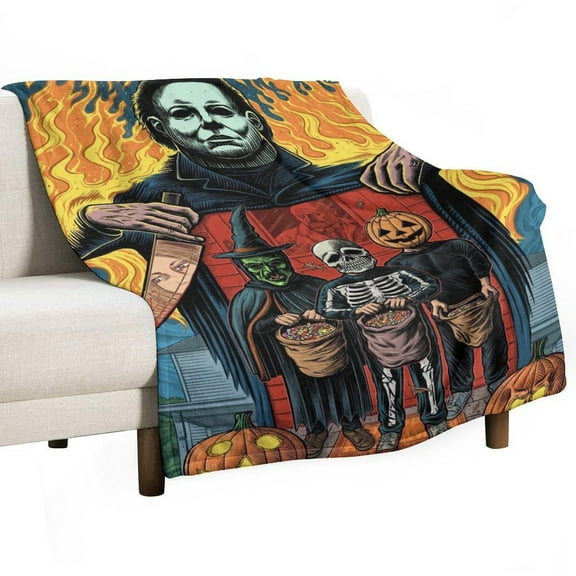 Horror Blanket Movie Flannel Throw Blankets Soft Pile Cozy Plush Throw Blanket for All Seasons, 3D Printed Warm Blanket for Sofa Beds Home Decor