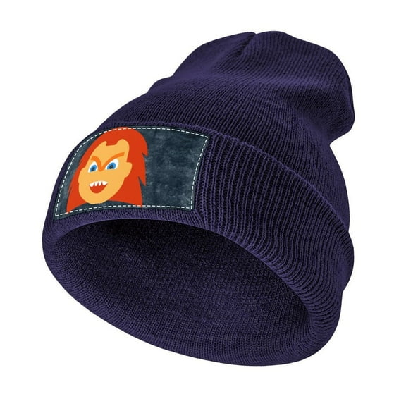 Horror Chucky Stretchable Knitted Beanie Hat Daily Winter Warm Soft Skull Cap Gift For Men Women Navy-style
