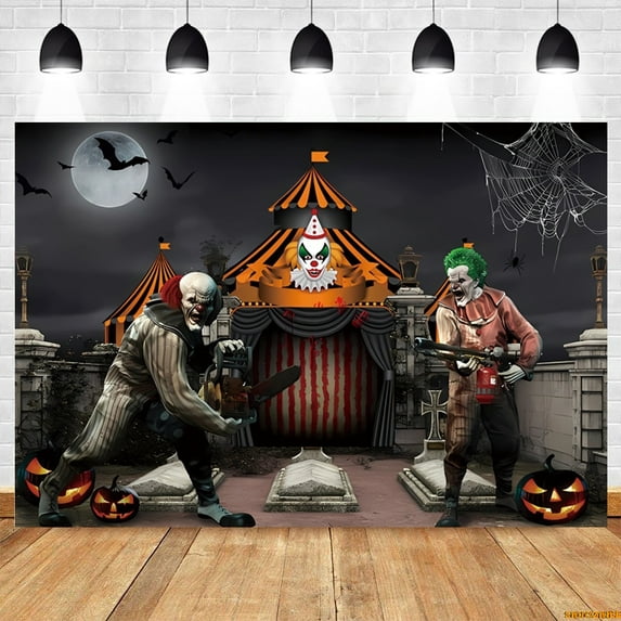 Horror Circus Hallowe Backdrop Horror Night Scary Circus Carnival Evil Clown Kids Birthday Party Photography Background r