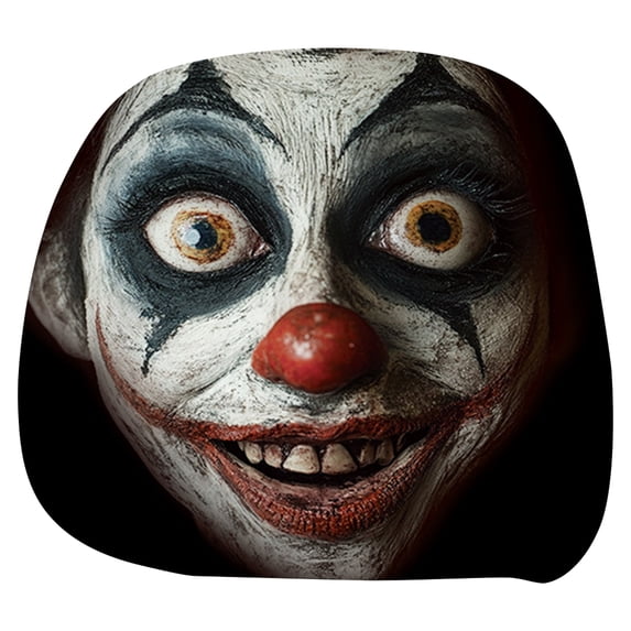 Horror Clown Covers for Cars, 4 Pcs Scary & Funny Cartoon Car Headrest Covers, Spooky Creepy Halloween Auto Head Rest Protector with Ghost Face Mask Design, for Vehicle Truck SUV
