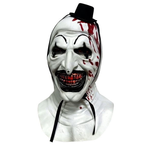 Horror Clown Full Head Latex Mask, Scary Bloody Halloween Costume Prop for Adult Cosplay