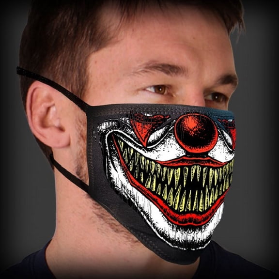 Horror Clown Mask with Teeth - Breathable, Super Soft Cotton Face Cover, Washable
